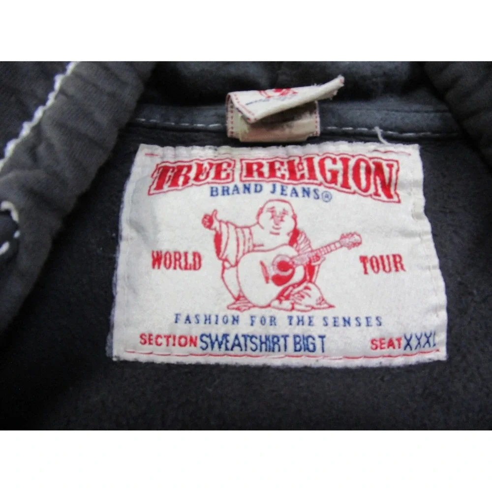 True Religion Men's Big T Hoodie‎ 3XL Full Zip Vintage Y2K 